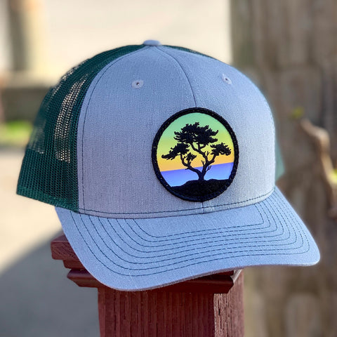 Curved-Brim Trucker (Grey/Green) with Cypress Patch