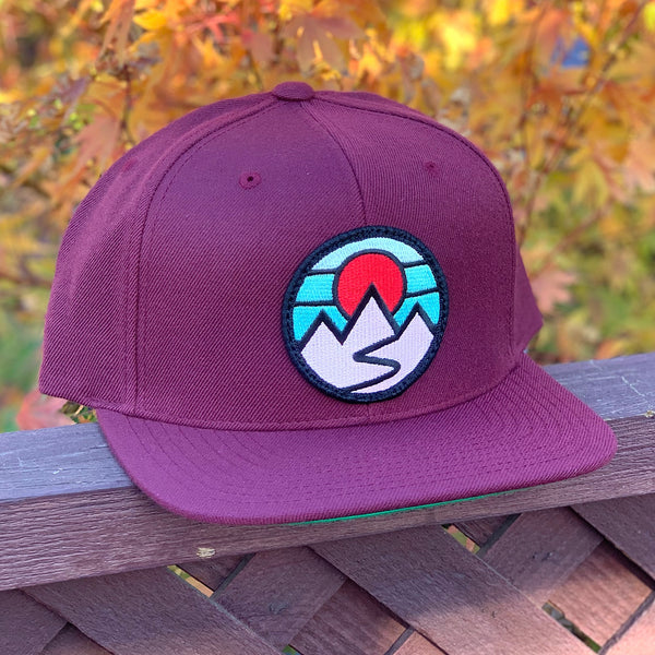 Mountains Flat-Brim Snapback (Maroon)