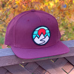 Flat-Brim Snapback (Maroon) with Mountains Patch