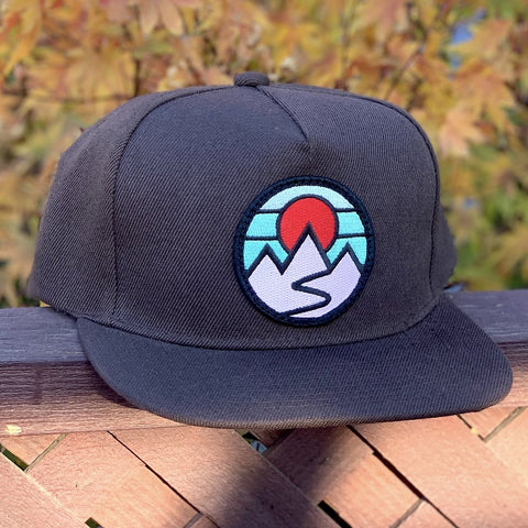 Flat-Brim Snapback (Brown) with Mountains Patch
