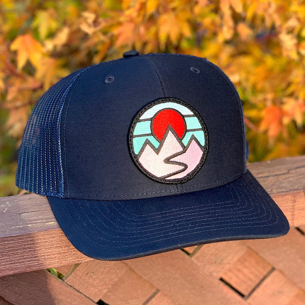 Mountains Curved-Brim Trucker (Navy)