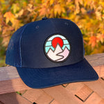 Curved-Brim Trucker (Navy) with Mountains Patch