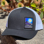 Curved Brim Trucker (Black/White) with Full Moon Patch