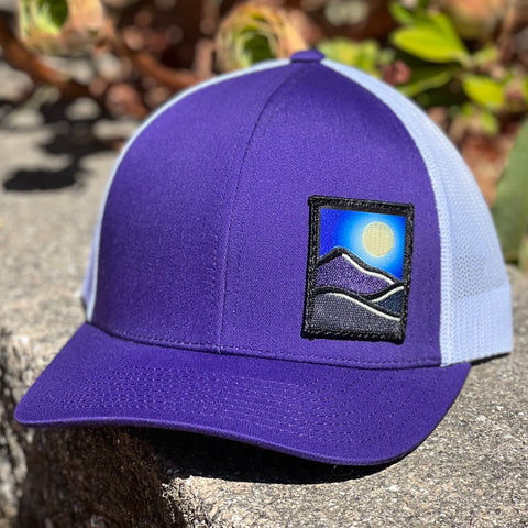 Curved Brim Trucker (Purple/White) with Full Moon Patch