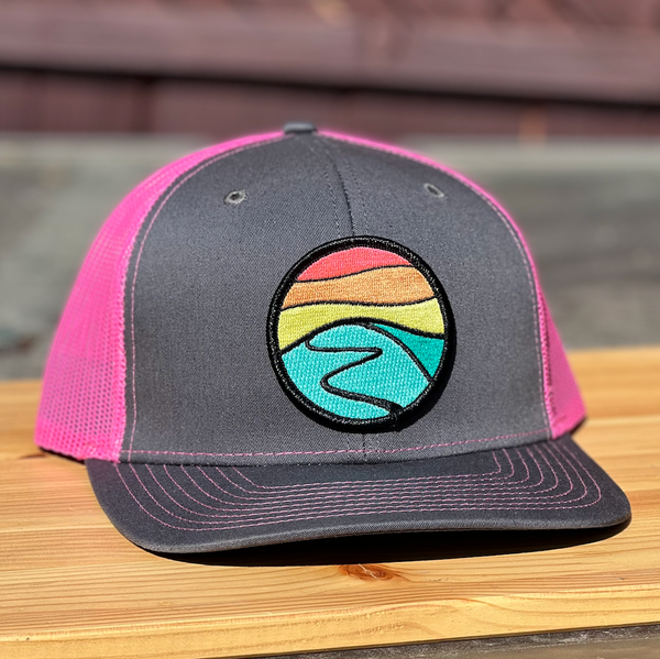 Hilltop Curved-Brim Trucker (Charcoal/Pink)