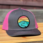 Curved-Brim Trucker (Charcoal/Pink) with Hilltop Patch