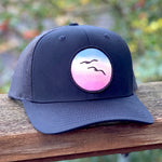 Curved-Brim Trucker (Black) with Birds Patch