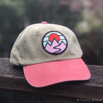 Classic Soft-Top Hat (Natural/pink) With Mountains Patch