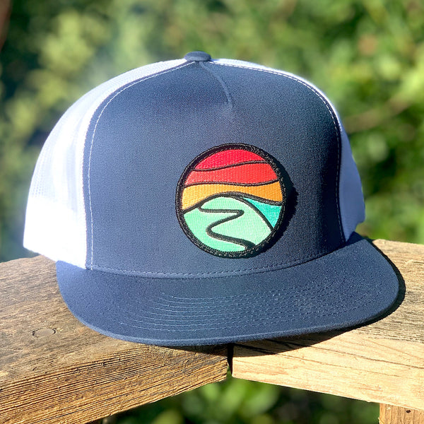 Hilltop Flat-Brim Trucker (Navy/White)